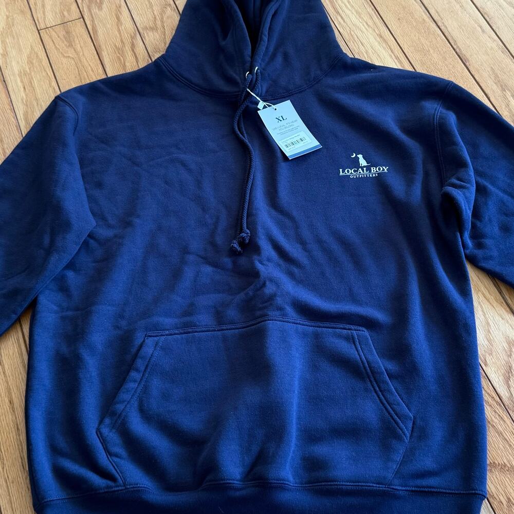NWT Men's Local Boy Outfitters Fleece Hoodie Navy Blue Teal Back Graphic Size XL - Picture 5 of 10